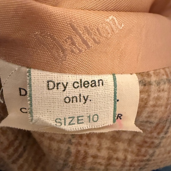 Vintage Y2K Cropped Plaid Wool-Blend Blazer Genuine Leather Trim – Sz 10 - Picture 3 of 4